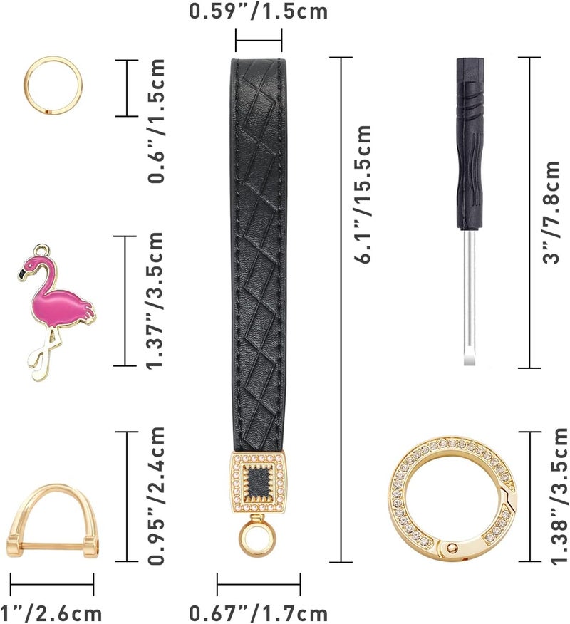 OHKYOOT Store Leather Wristlet Keychain,Wrist Keychain Car Key Chain with 5 Key Ring and Anti-Lost D Ring - Image 5